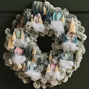 Anthropologie Snowy Village Wreath